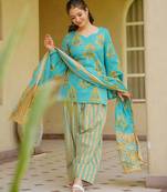 Floral printed pure cotton suit for women