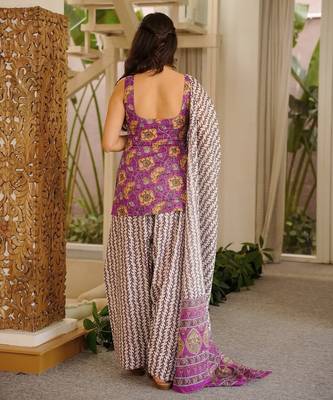 Floral printed pure cotton suit for women 2