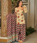 Floral printed pure cotton suit for women