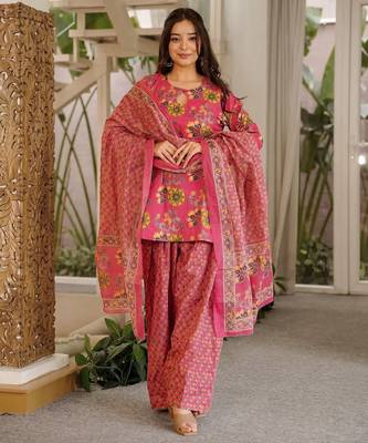 Floral printed pure cotton suit for women 1