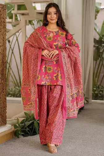 Floral printed pure cotton suit for women