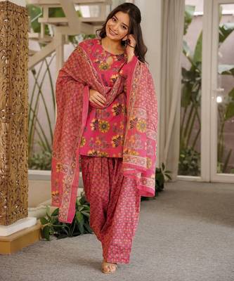 Floral printed pure cotton suit for women 3