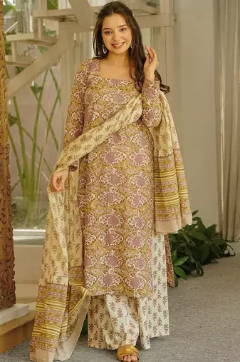 Floral printed pure cotton suit for women