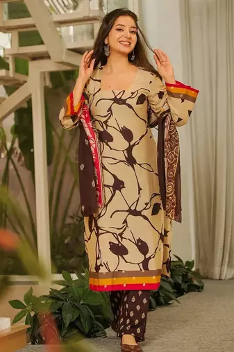 Floral printed pure cotton suit for women