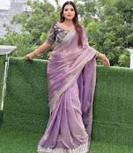 soft fandy satin fabric embroidered saree with blouse