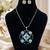 Elegant blue crystal statement necklace set with matching stud earrings | silver tone designer jewellery