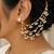 Gold plated pearl chain ear cuff with multi-layer pearl dangler design