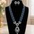 Royal blue beaded long necklace set with cz stone pendant & matching earrings