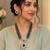 Royal blue beaded long necklace set with cz stone pendant & matching earrings