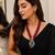 Elegant red beaded multi-strand necklace set with cz pendant & matching earrings