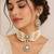 Elegant pearl choker necklace set with kundan-style pendant & matching drop earrings
