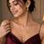 Elegant gold tone multi-layer necklace set with white stone pendant & drop earrings