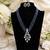 Elegant blue beaded long necklace set with crystal pendant & matching earrings