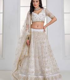 Fantastic White Sequins Net Bridesmaid Lehenga Choli With Dupatta