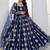 Charming Navy Blue Thread Embroidery Net Wedding Wear Lehenga Choli