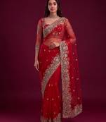 New Designer Embroidered Soft Net Fabric Saree With Blouse for Women's