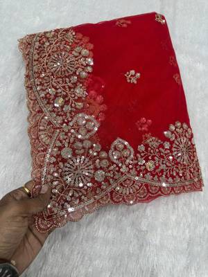 New Designer Embroidered Soft Net Fabric Saree With Blouse for Women's 5