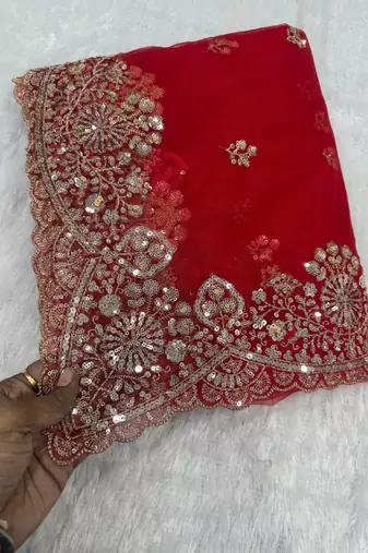 New Designer Embroidered Soft Net Fabric Saree With Blouse for Women's