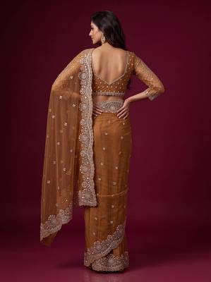 New Designer Embroidered Soft Net Fabric Saree With Blouse For Women's 2