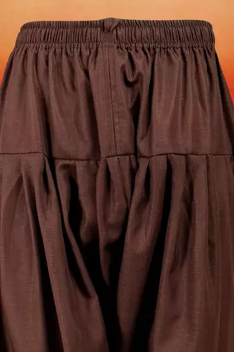 coffee brown swiss slub cotton pathani kurta with coffee brown silk blend patiala | eid festive set