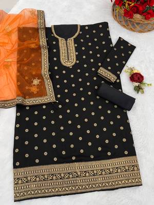 Black embroidered viscose patiala salwar suit 3