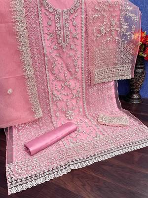 Pink net suit with coding and embroidery work 3