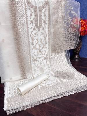 White net suit with coding and embroidery work 3