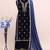 Blue embroidered velvet salwar suit