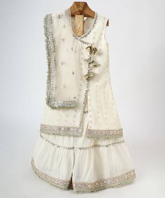 Off white embroidered chanderi sharara set 1