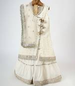 Off white embroidered chanderi sharara set