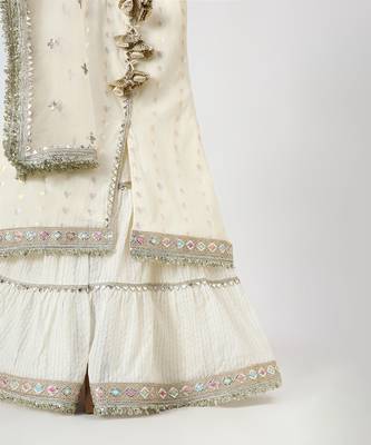 Off white embroidered chanderi sharara set 3