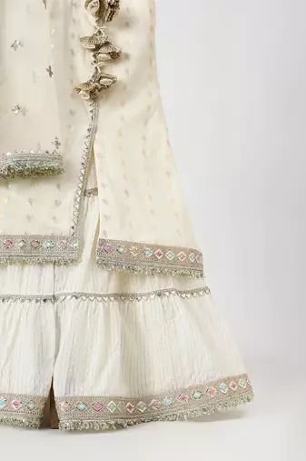 Off white embroidered chanderi sharara set