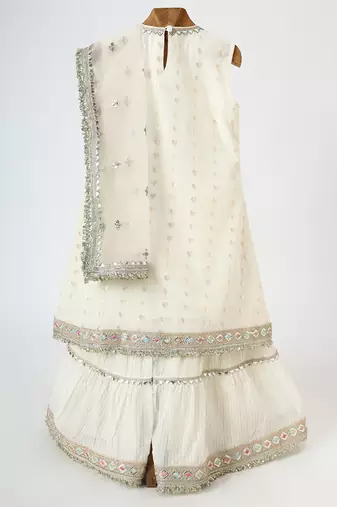 Off white embroidered chanderi sharara set