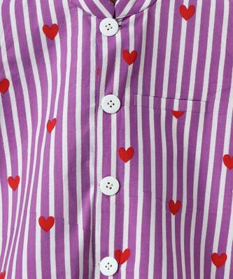 White and purple printed lurex kurta jacket set 2