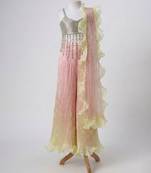 Silver ombre embroidered faux and art silk blouse and palazzo set
