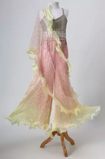 Silver ombre embroidered faux and art silk blouse and palazzo set