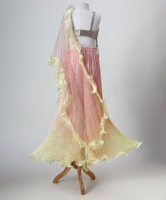 Silver ombre embroidered faux and art silk blouse and palazzo set 4