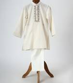 Off white embroidered lurex kurta set