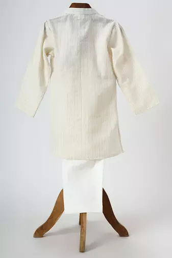 Off white embroidered lurex kurta set