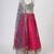 Silver and magenta embroidered faux and raw silk lehenga set