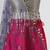 Silver and magenta embroidered faux and raw silk lehenga set