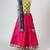 Yellow and pink embroidered raw silk organza lehenga set