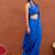 Blue satin silk blend saree set