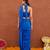 Blue satin silk blend saree set