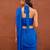 Blue satin silk blend saree set