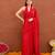 Deep red satin silk blend saree set