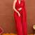 Deep red satin silk blend saree set