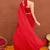 Deep red satin silk blend saree set