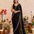 Black embroidered crepe silk blend saree set