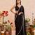 Black embroidered crepe silk blend saree set